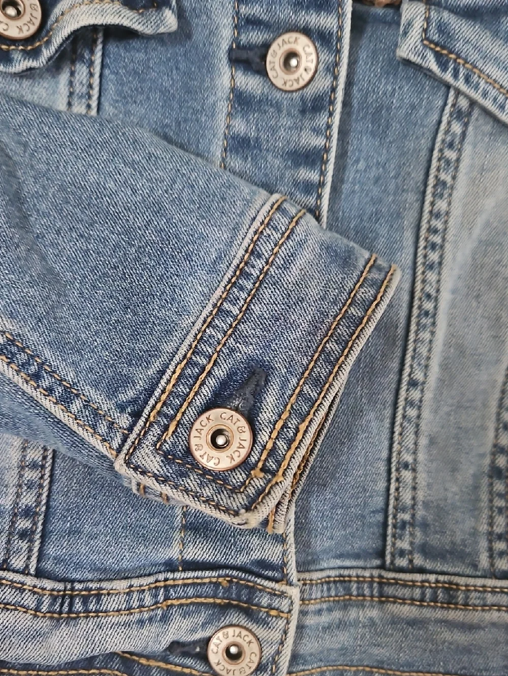 Cat & Jack Light Blue Denim Jacket with Sparklin Sequin Yoke Kids S